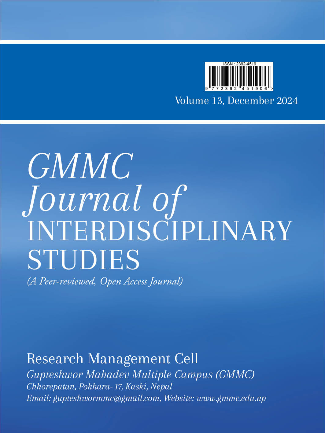 					View Vol. 13 No. 1 (2024): GMMC Journal of Interdisciplinary Studies
				